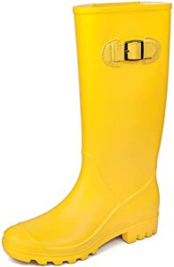 DKSUKO Rain Boots for Women Waterproof Elastic Wellington Boots